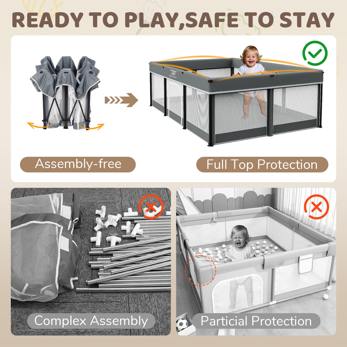 Foldable Baby Playpen with Mat M1251