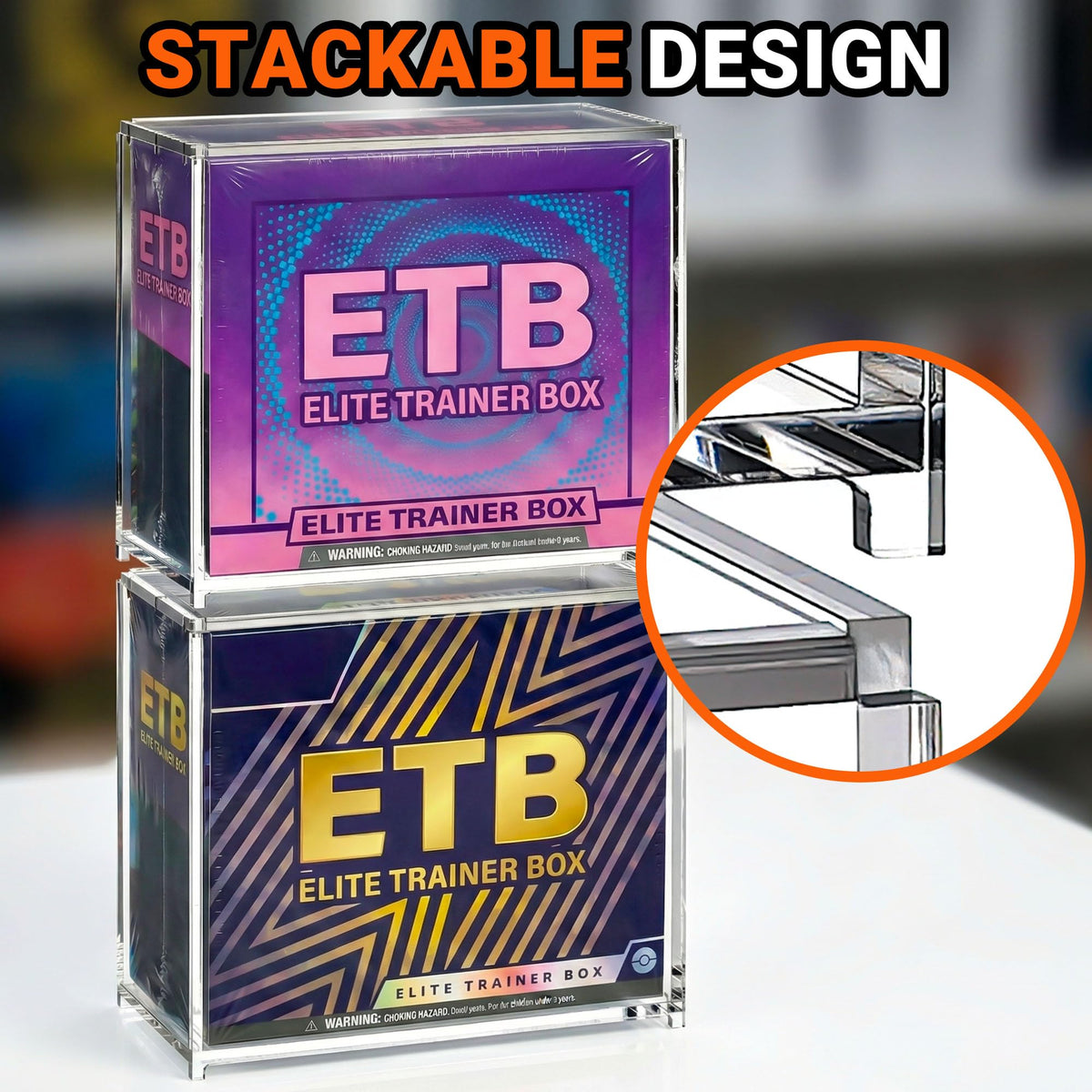 2 Pack Acrylic Case Stackable Magnetic Protector for ETB Storage H856