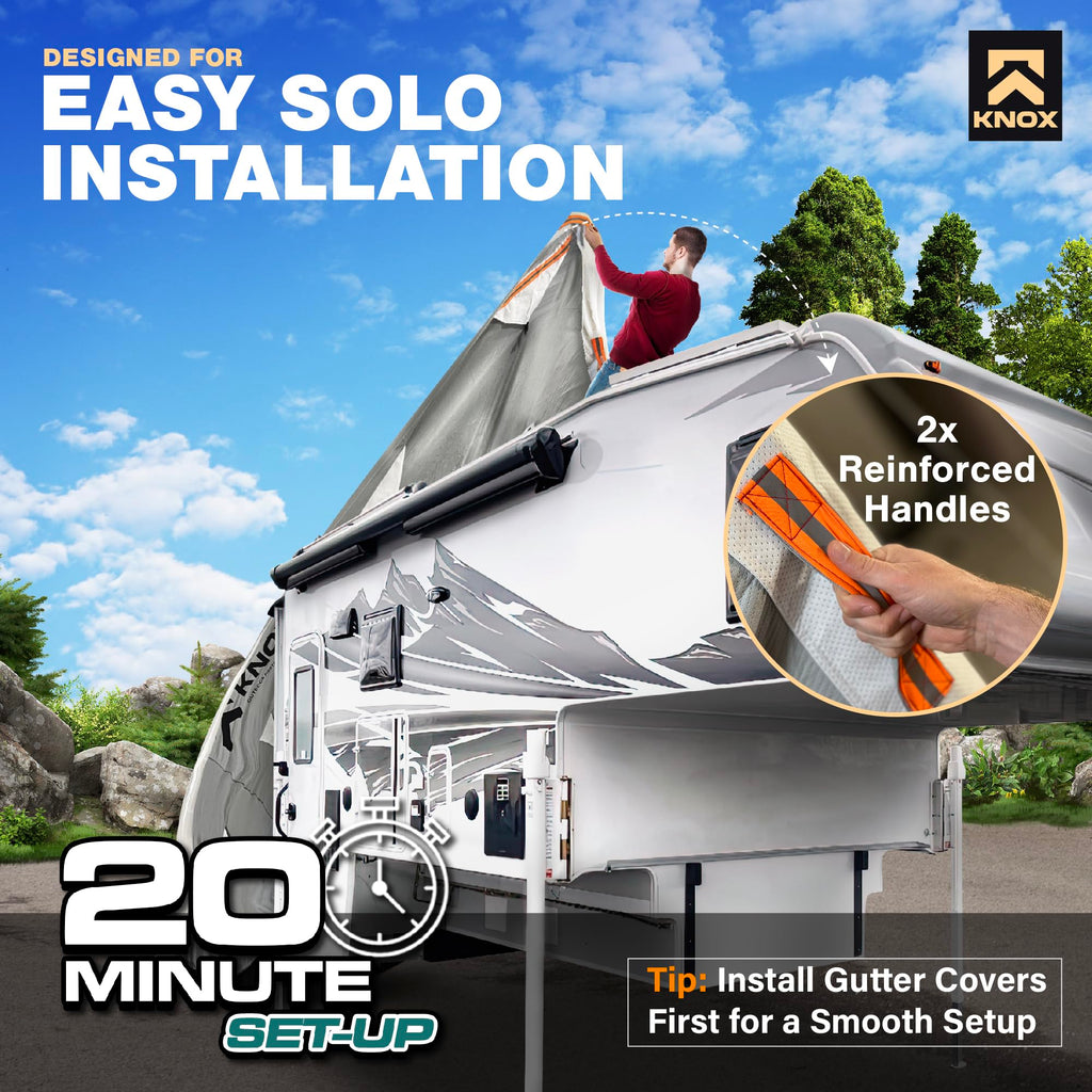 RV Truck Camper Cover with Ladder Cover and Gutter Cover I833308