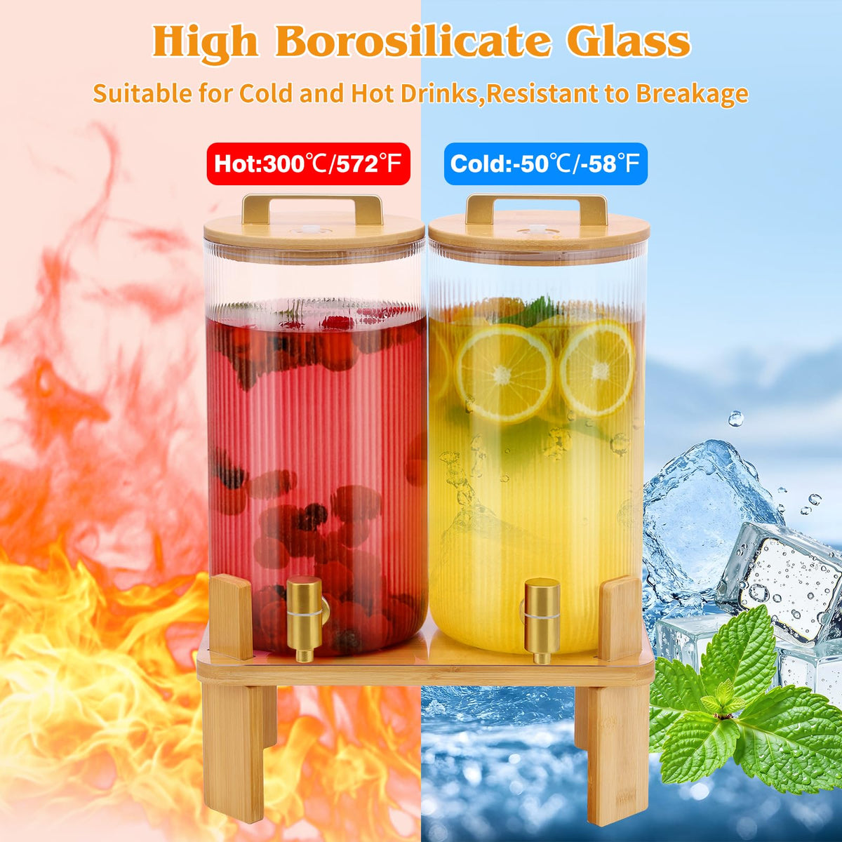 1.5 Gallon Drink Dispensers with Wood Stand U447