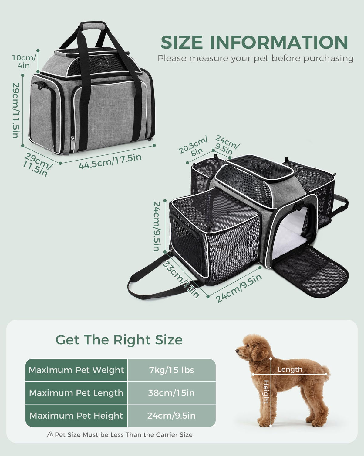 Airline Approved Soft Side Pet Carrier with Fleece Pad N89538