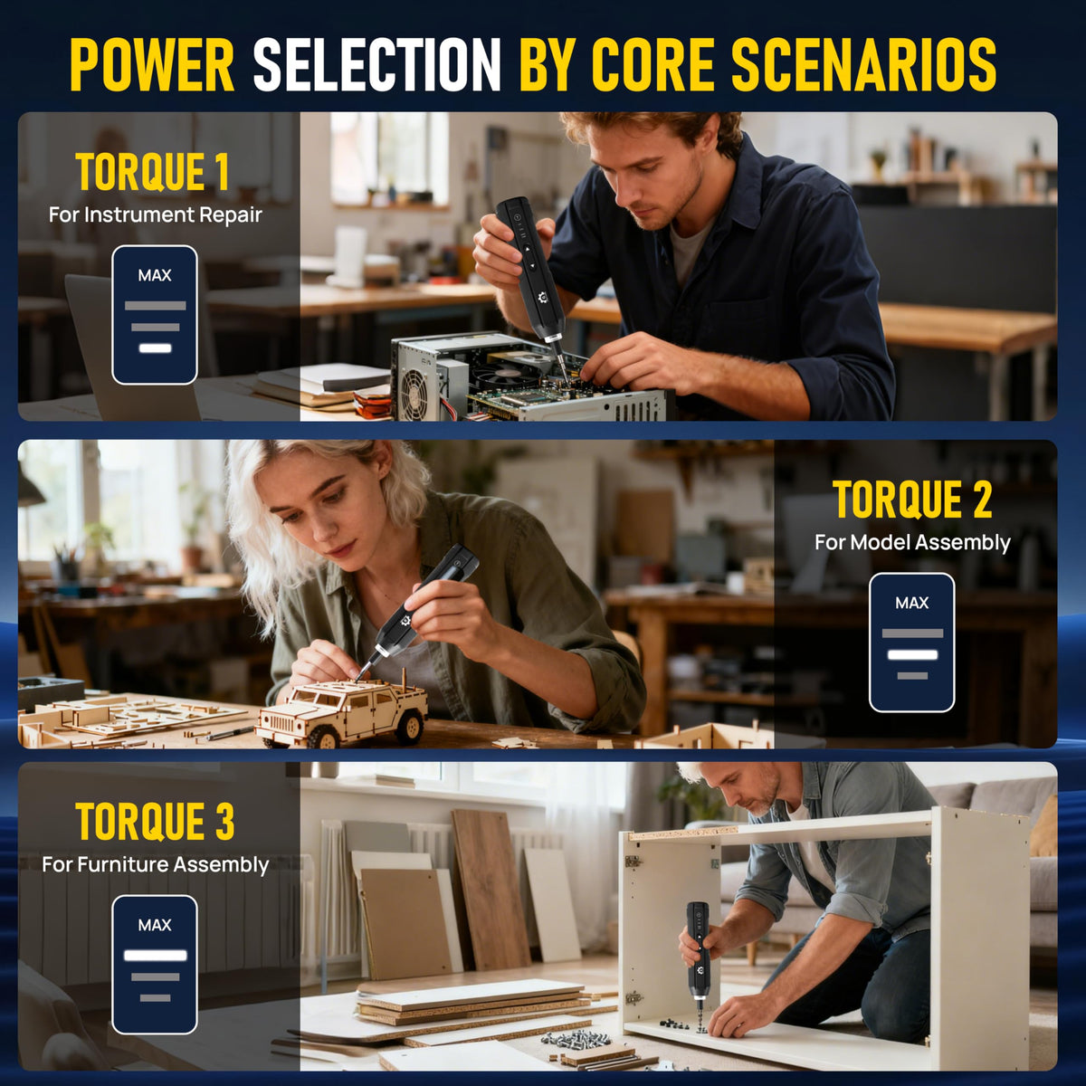 4V Electric Torque Screwdriver Set with 35 Magnetic Bits and Storage Box A940264