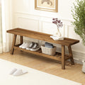 Solid Wood Bench with Storage Shelf P776192