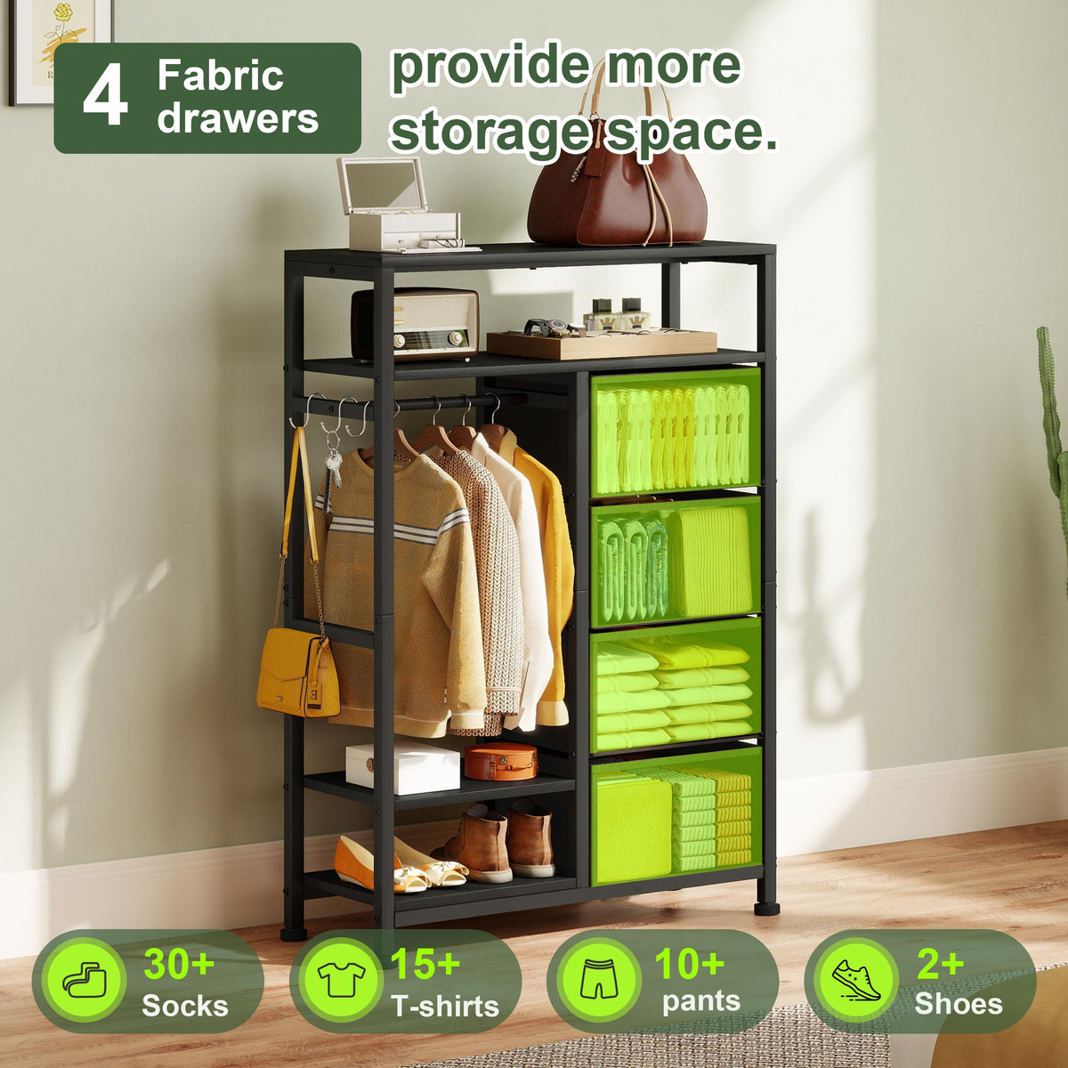 31.5" Dresser with Hanging Rack D7706
