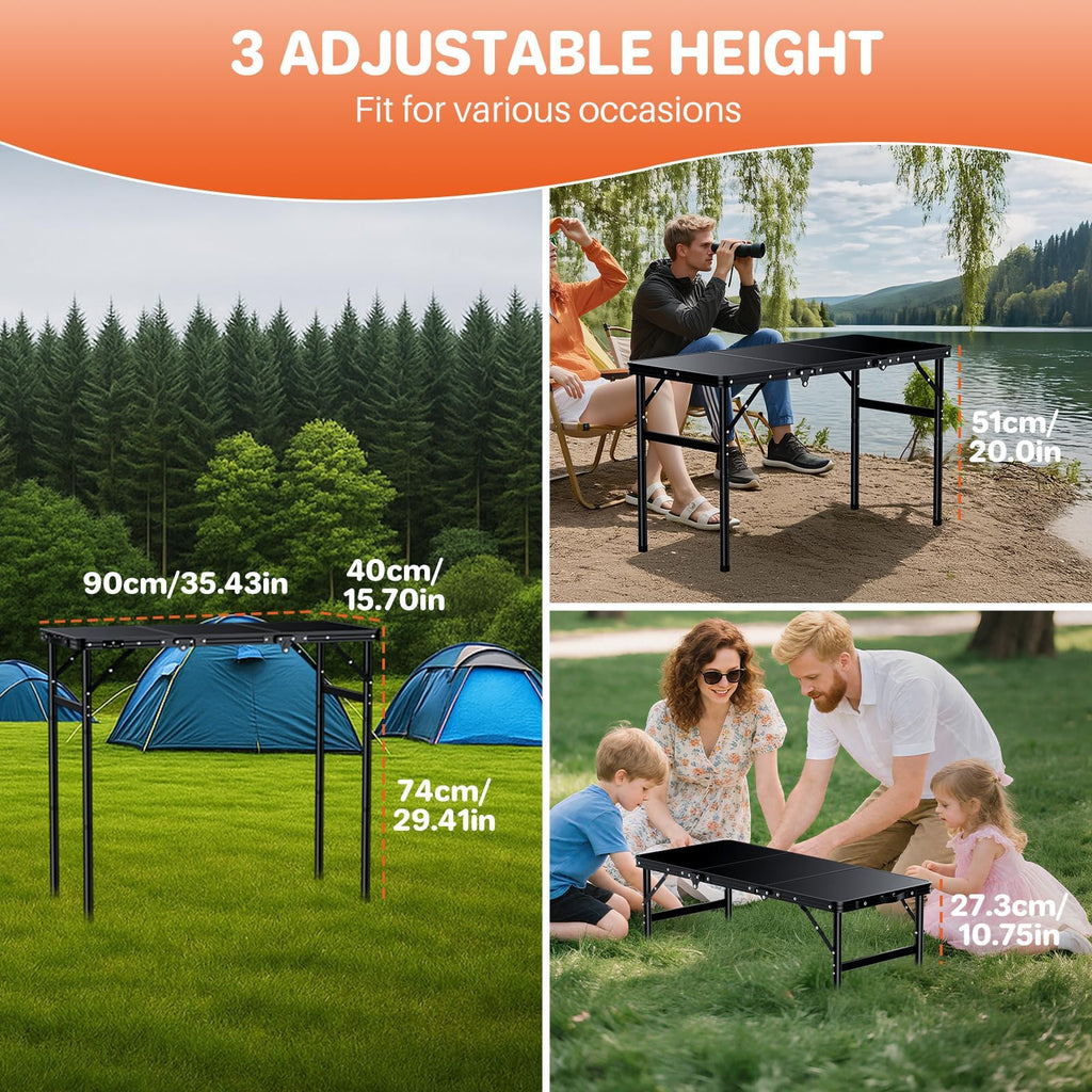 Aluminum Folding Camping Table 3 Height Adjustable J40747