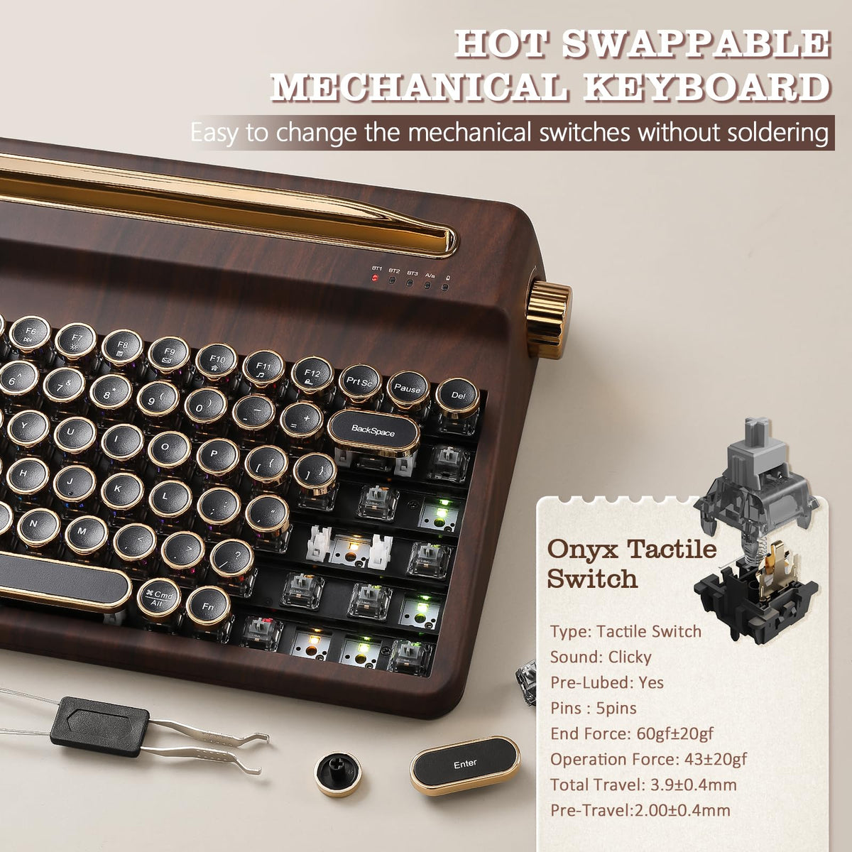 Wood Hot Swap RGB Keyboard Q8071