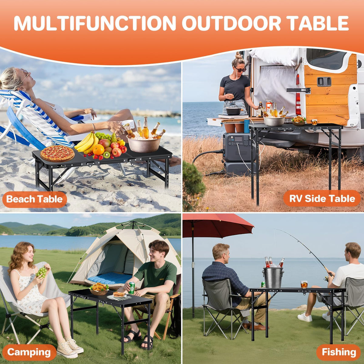 Aluminum Folding Camping Table 3 Height Adjustable J40747