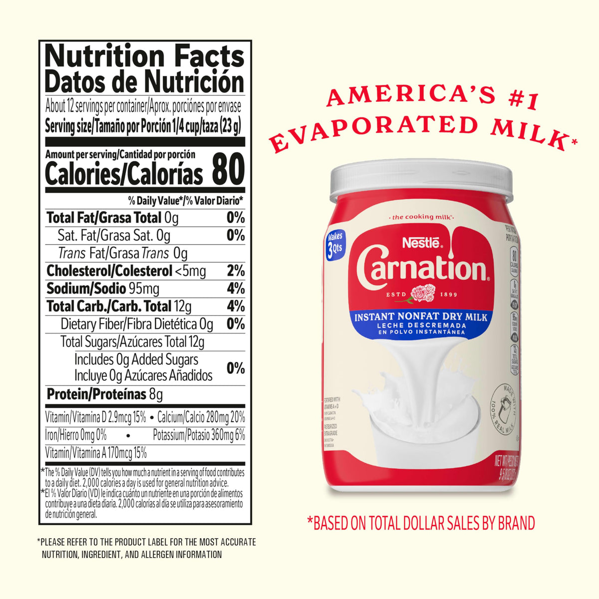 Instant Nonfat Dry Milk 6 Count 9.63 Ounce R191