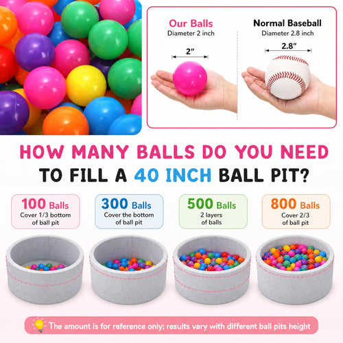 100 Pack 2 Inch Plastic Ball Pit Balls with Storage Bag K5972