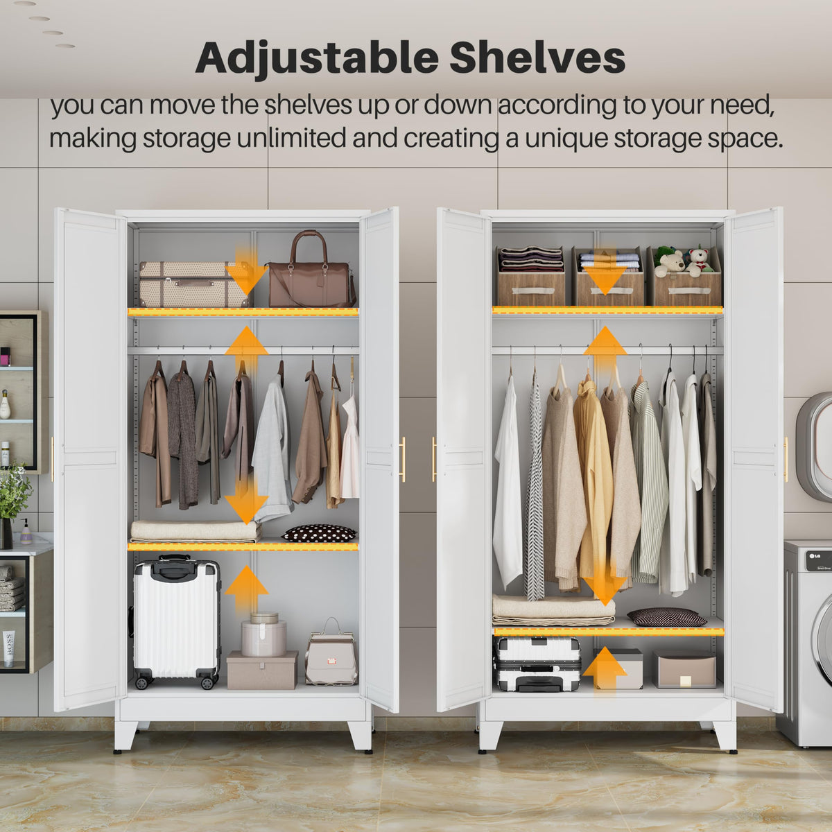Metal Armoire Wardrobe Closet with Mirror Z29157