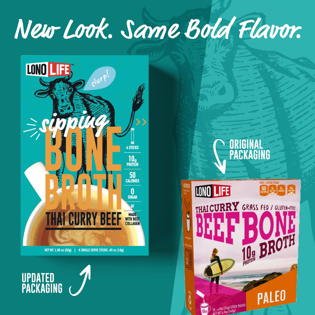 Thai Curry Beef Bone Broth Powder Mix 24 Stick Pack J8407