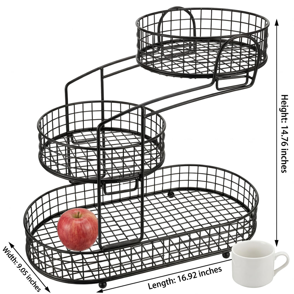 3-Tier Metal Fruit Basket Vegetable Storage Basket A296873