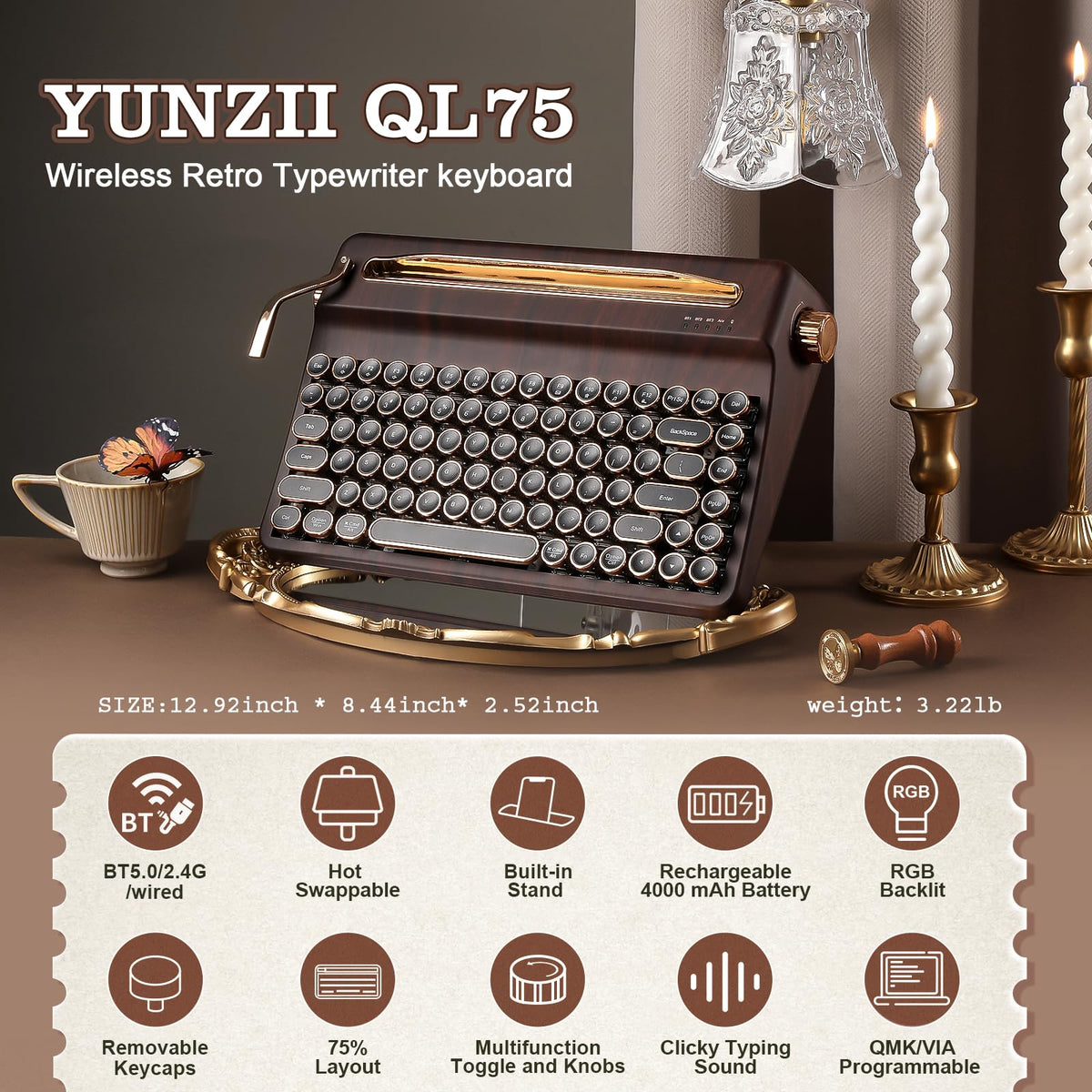 Wood Hot Swap RGB Keyboard Q8071