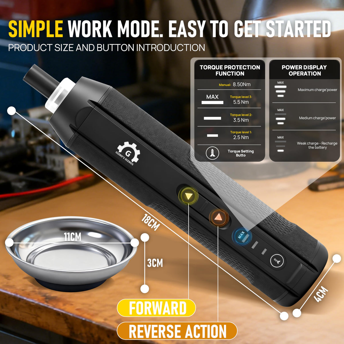 4V Electric Torque Screwdriver Set with 35 Magnetic Bits and Storage Box A940264