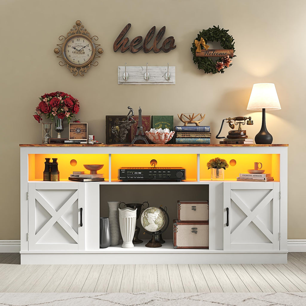 Farmhouse TV Stand for 70/75/80 Inch TV, White S689776
