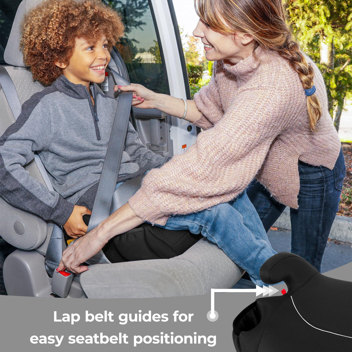 Black Backless Booster Car Seats, Pack of 2 E1228