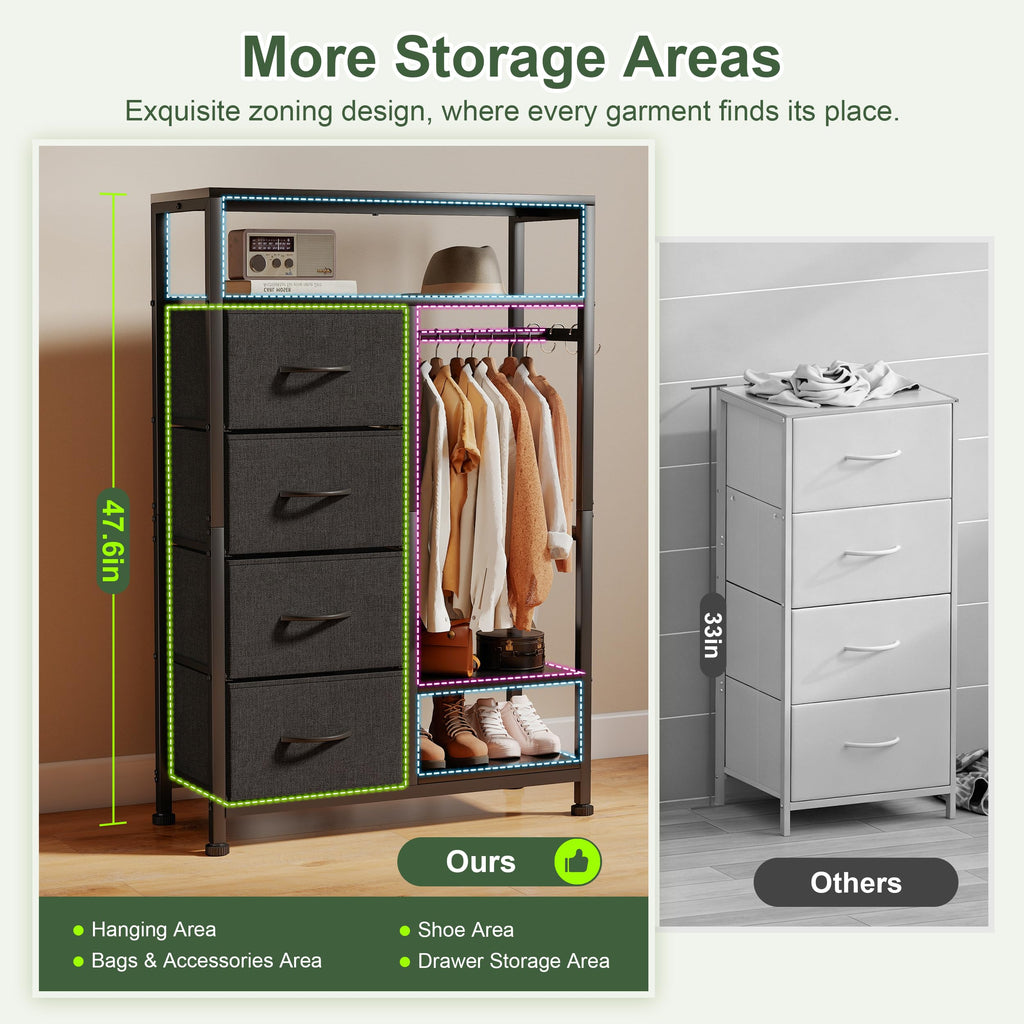 31.5" Dresser with Hanging Rack D7706
