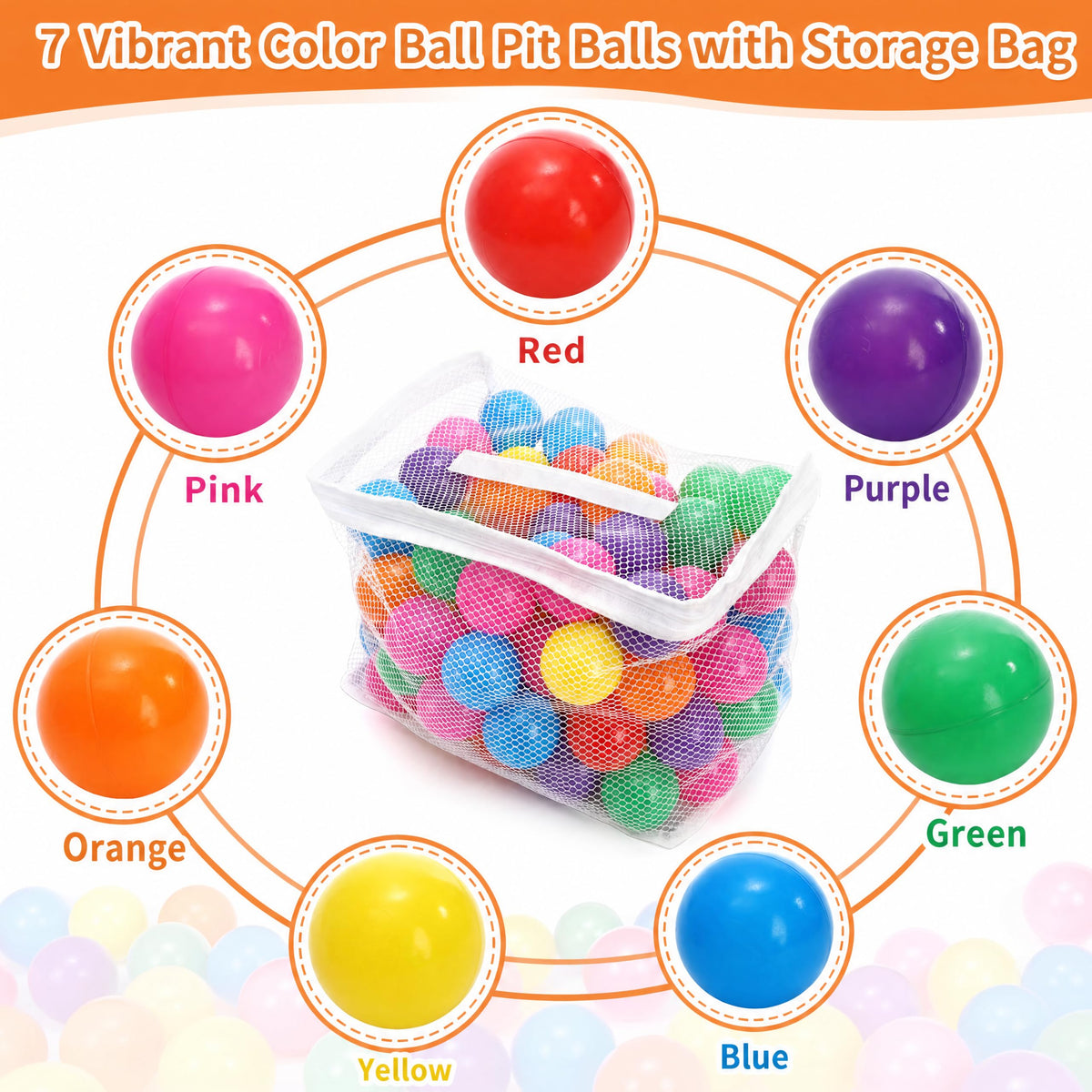 100 Pack 2 Inch Plastic Ball Pit Balls with Storage Bag K5972