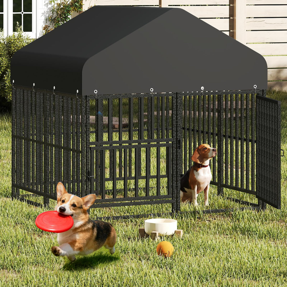 Small Dog Kennel Outdoor Heavy Duty Welded Wire Steel Pet Enclosure F653