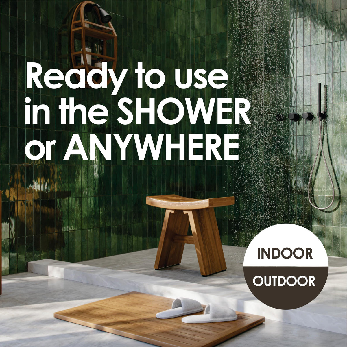 36" Teak Shower Bench with Shelf J6868