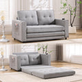Light Gray Convertible Futon Sofa Bed with Cup Holder O2976