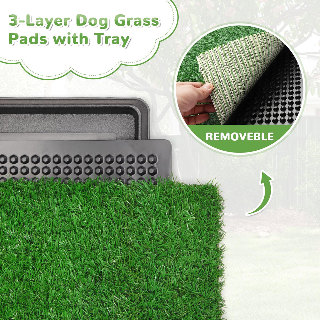 25" x 20" Reusable Indoor Dog Potty with Tray and 2 Artificial Grass Pads P45711