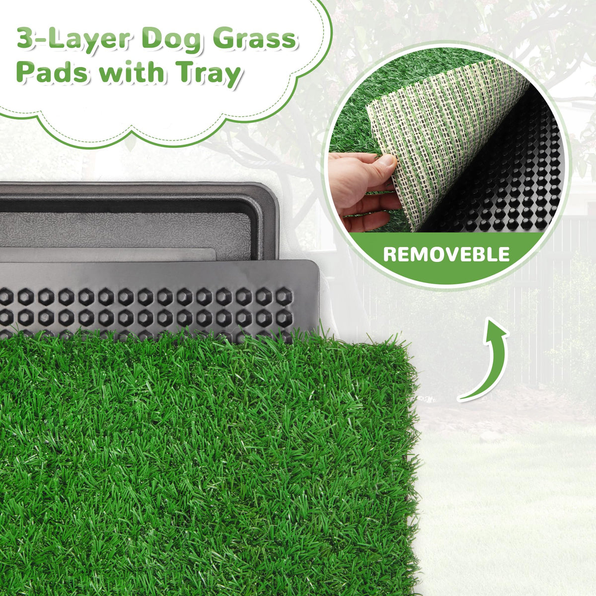 25" x 20" Reusable Indoor Dog Potty with Tray and 2 Artificial Grass Pads P45711