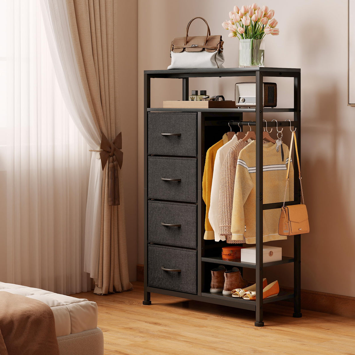 31.5" Dresser with Hanging Rack D7706