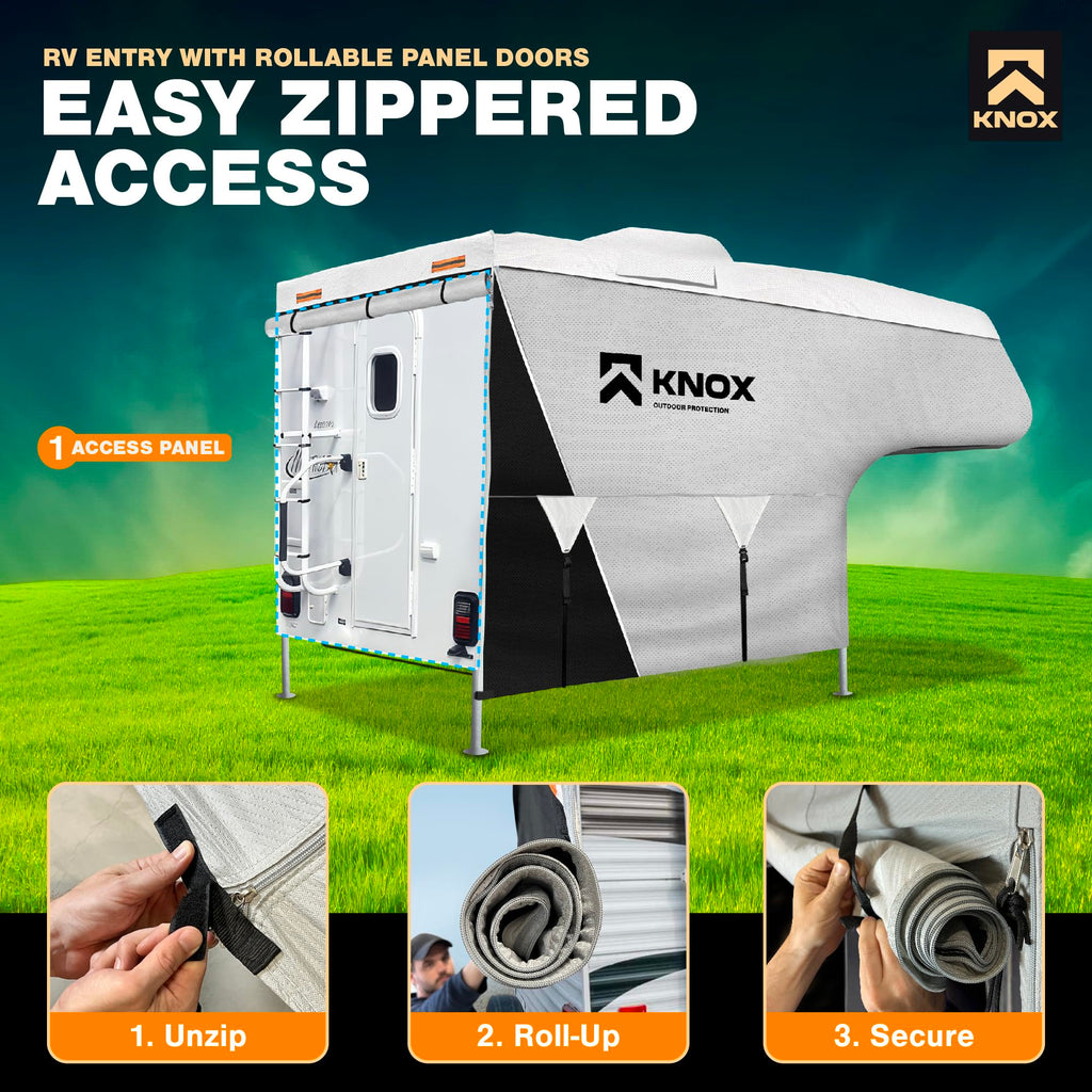RV Truck Camper Cover with Ladder Cover and Gutter Cover I833308