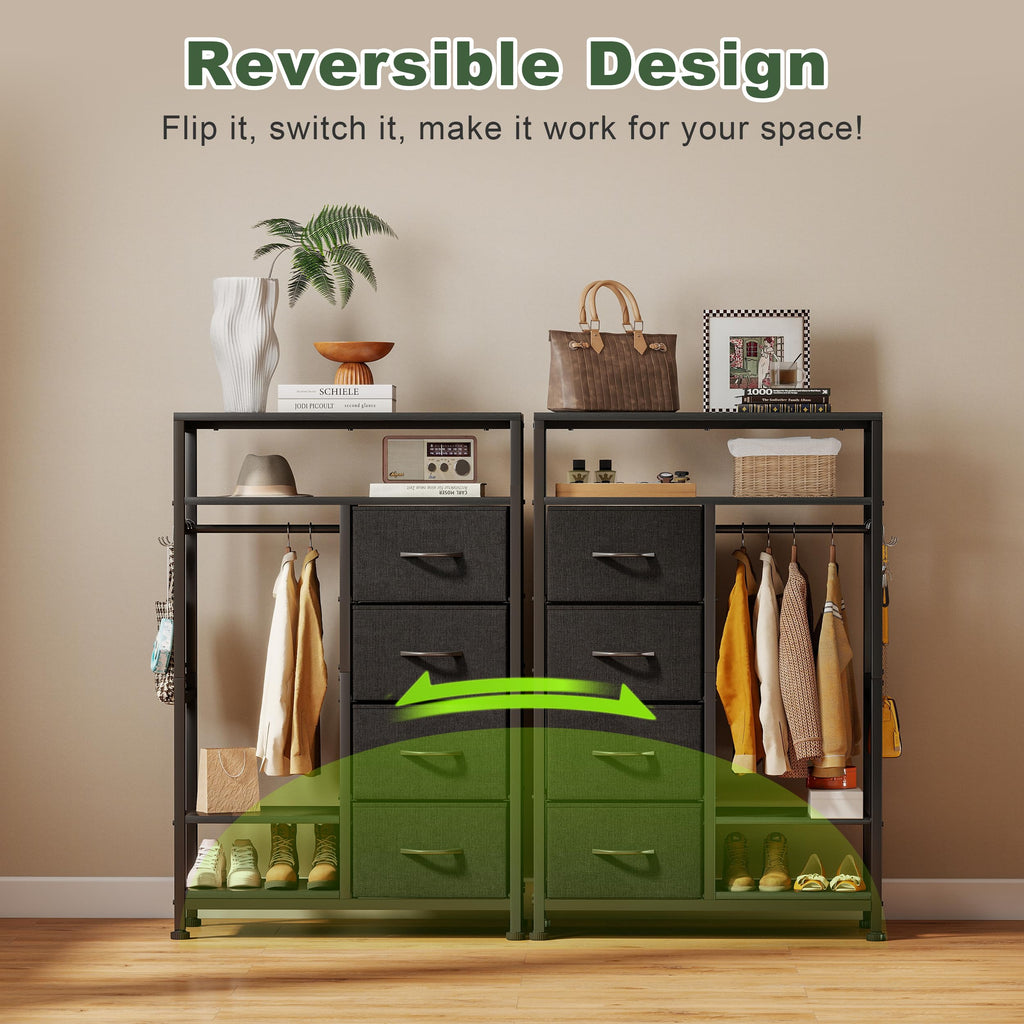 31.5" Dresser with Hanging Rack D7706