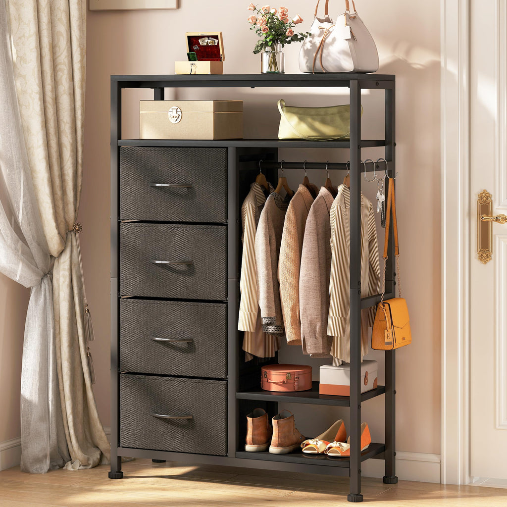 31.5" Dresser with Hanging Rack D7706