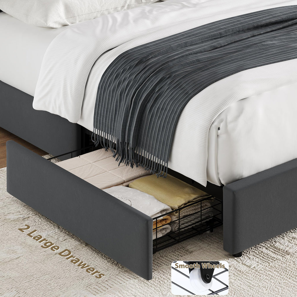 Twin Upholstered Platform Bed Frame with Storage Headboard B668